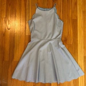 Aqua scalloped fit and flare dress